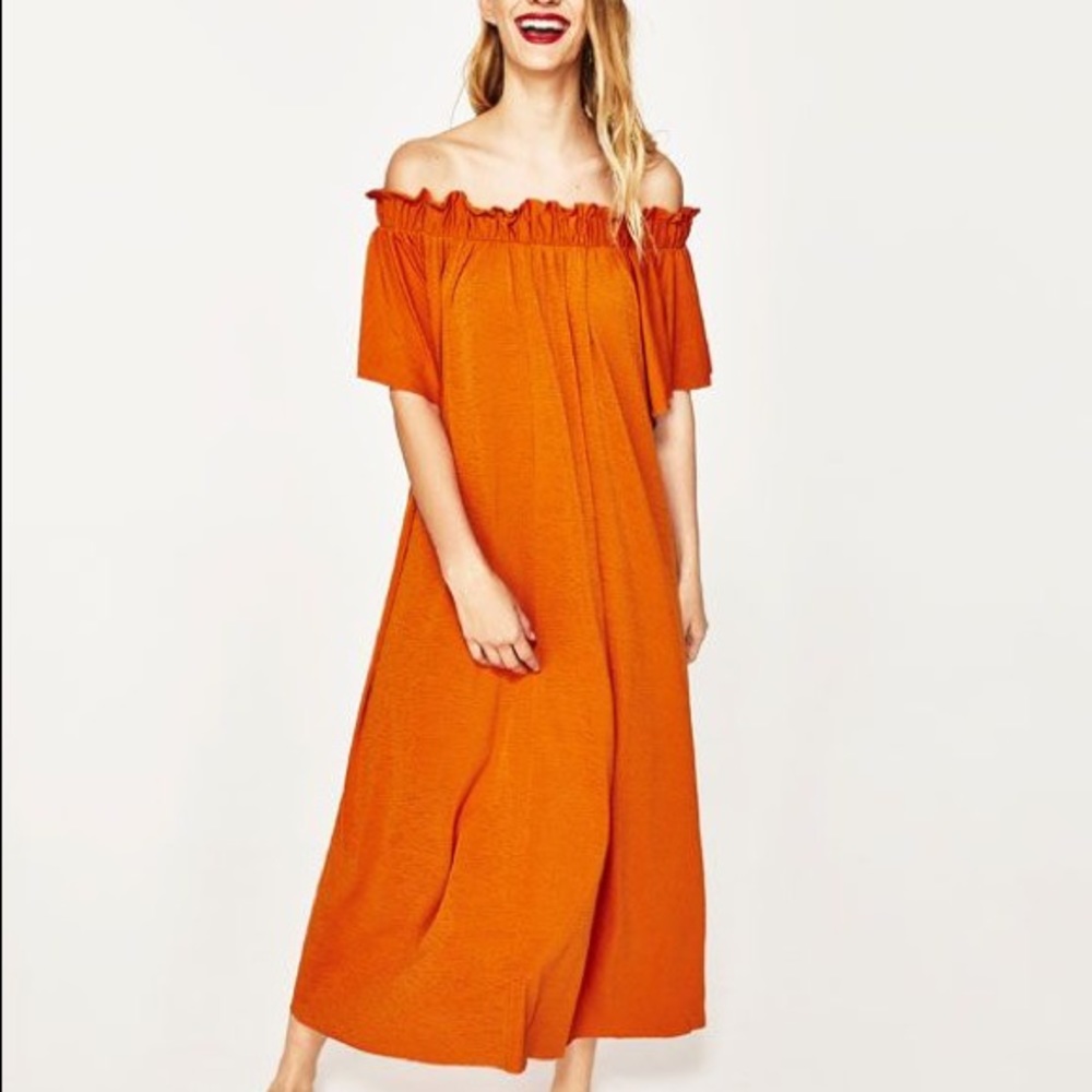 Zara maxi orange dress